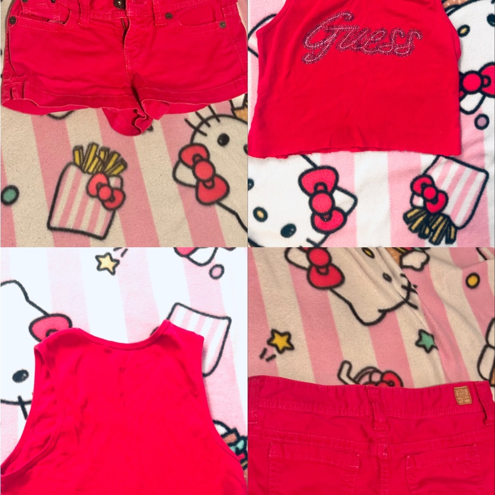 Guess Vibrant Pink shorts and shirt